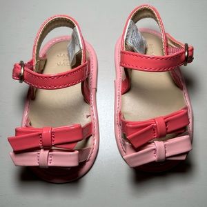 Janie & Jack Pink Double Bow Infant Girl Sandal Size 6-12 Months